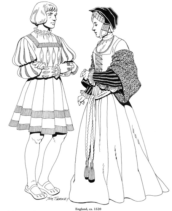 Plansa de colorat cu Istorie vestimentara 189 10